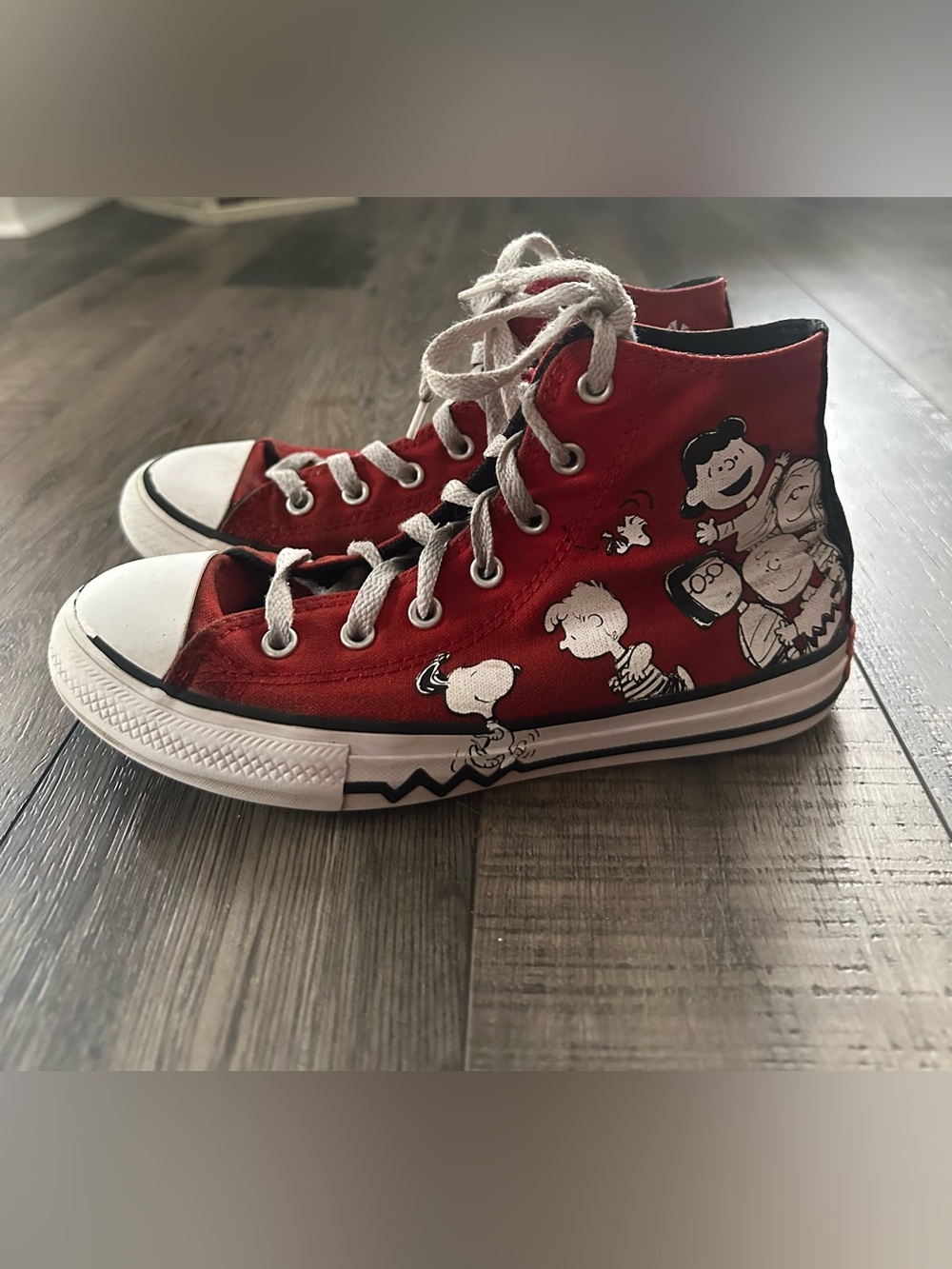 Converse Peanuts Chuck Taylor All Star Hi Tops Charlie Brown Youth 3 Sneakers